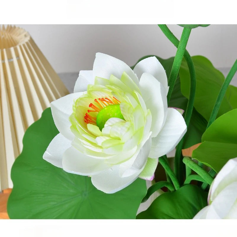 fleurs artificielles lotus soie blanc vert rose jaune décoration intérieure mariage anniversaire