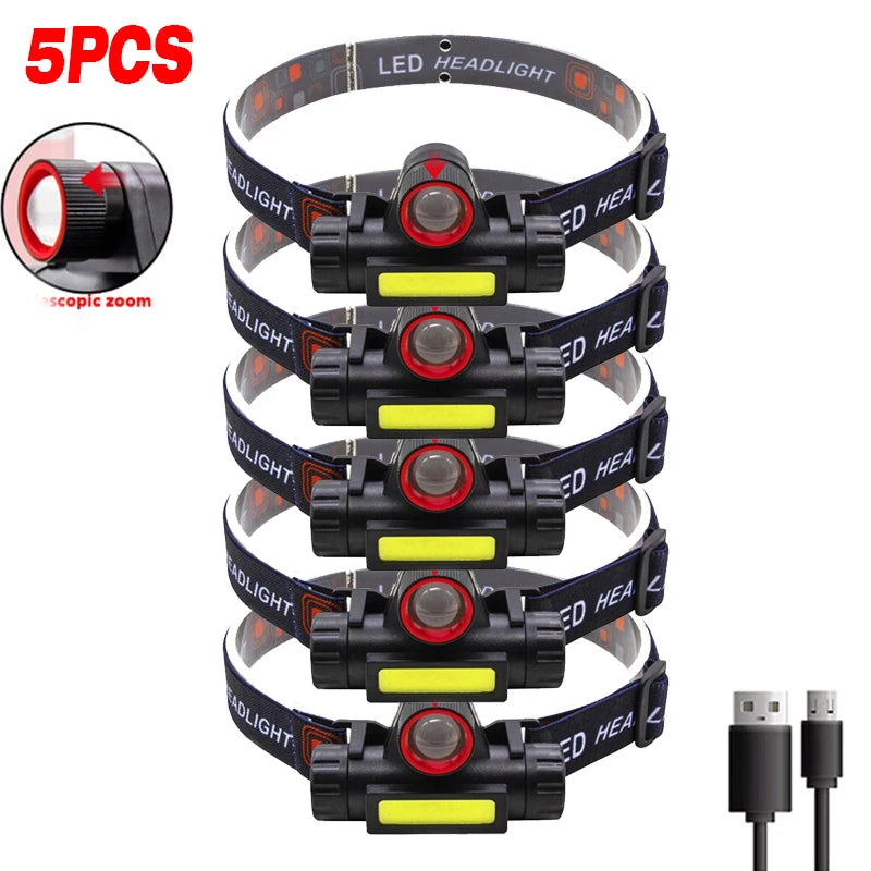 lampe frontale led noire geometrique moderne ceinture ajustable cable usb rechargeable camping running