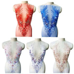 appliques textile brodées fleurs semi transparentes or rose bleu rouge élégantes DIY