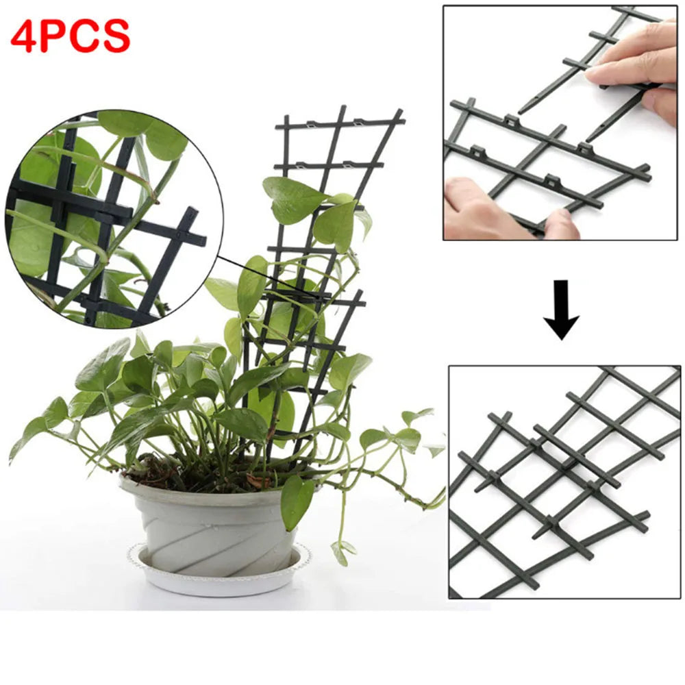 support plante treillis noir quadrillage rustique minimaliste piquets pointus pot fleur légumeintérieurextérieur