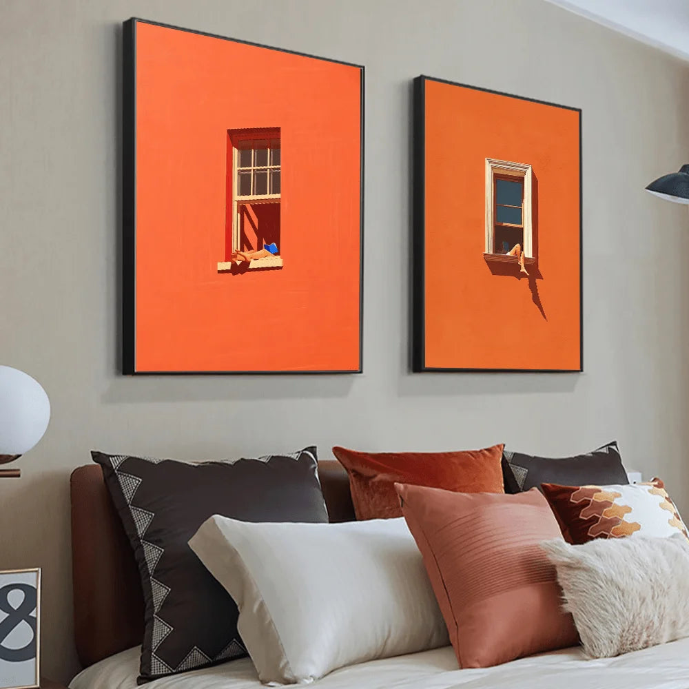 affiches abstraites orange minimaliste sans cadre toile impressions murales modernes chambre salon(vertical)