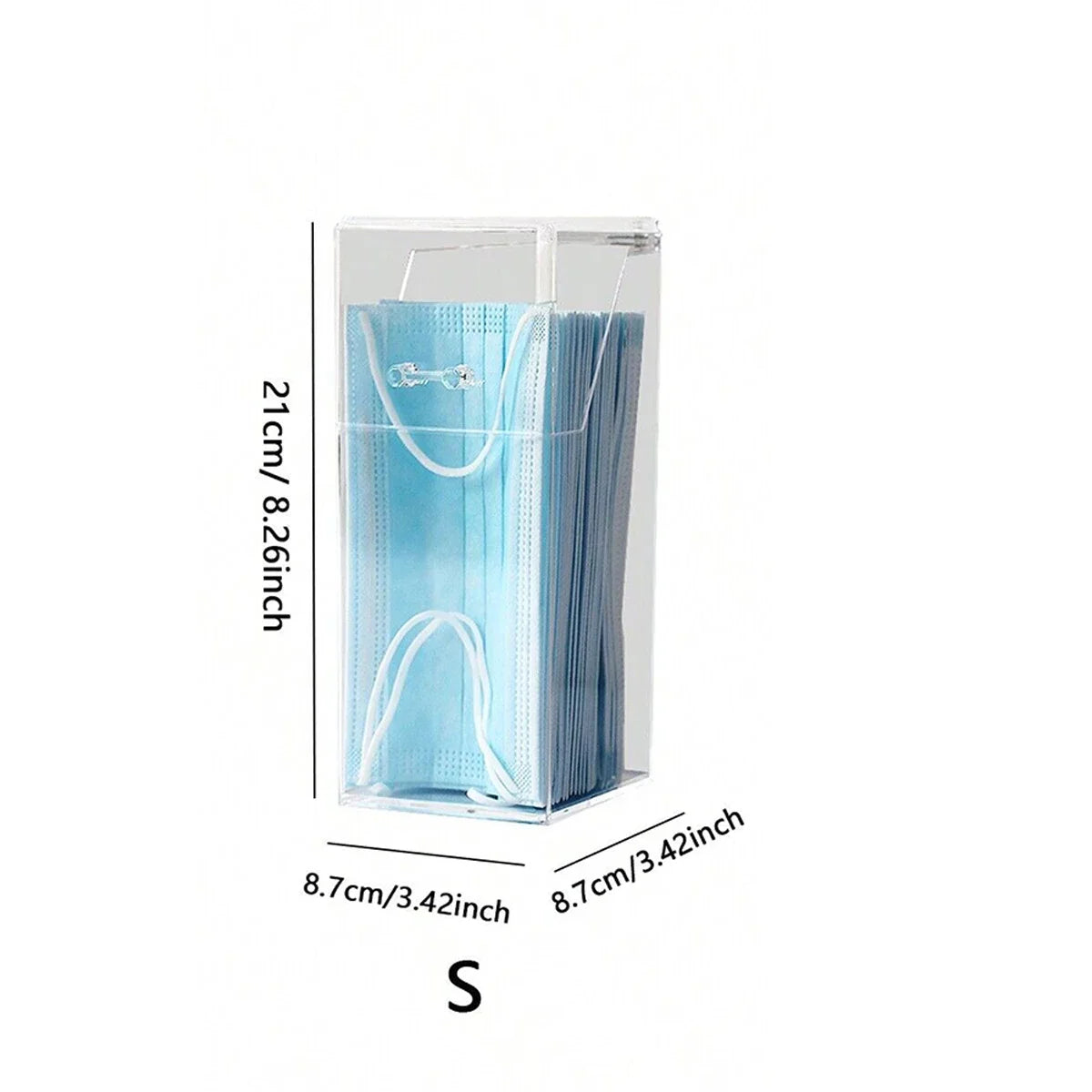 boîte rangement masques jetables transparente bleu clair moderne pratique poignées blanches 50pcs 40pcs