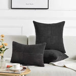 housse coussin polyester rayé moderne beige zip blanc salon decoration