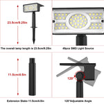 lampe solaire noire ip65 moderne fixée tringle angle ajustable 120degres résistante intempéries