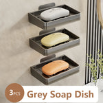 support savon mural aluminium gris métallisé moderne sans perçage égouttoir salle bain organisateur accessoire