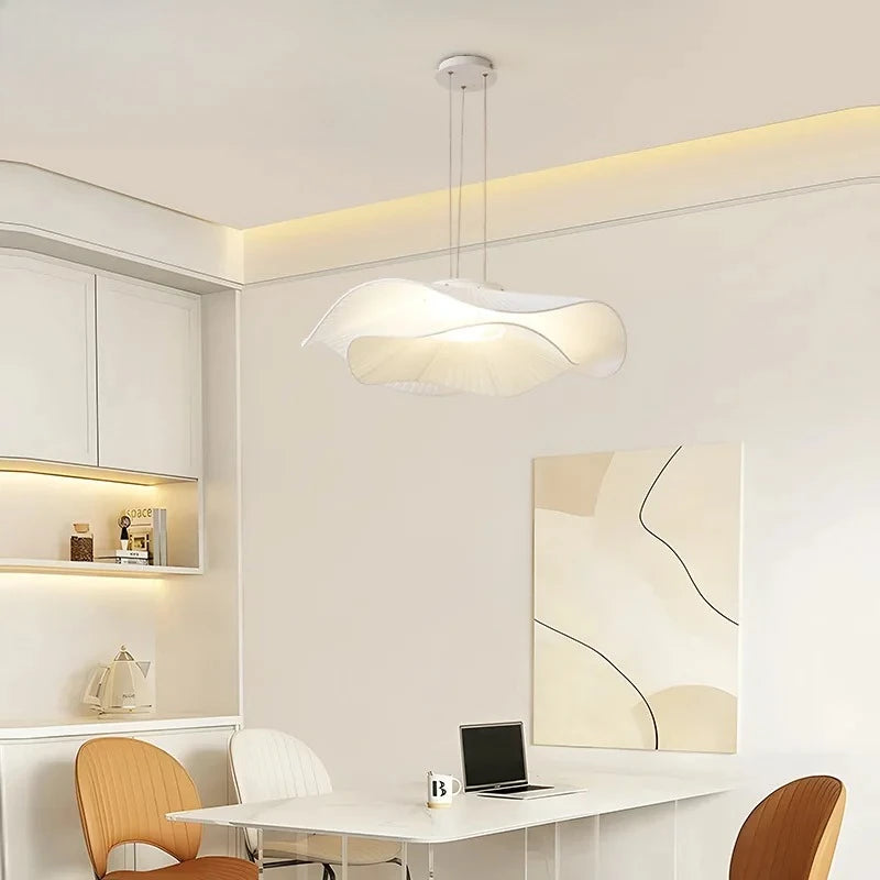 suspension lumineuse moderne blanche plissée opaque tringle led chambre salon