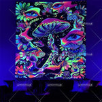 tapisserie murale multicolore oeil stylisé motifs géométriques artificielle psychédélique uv reactive