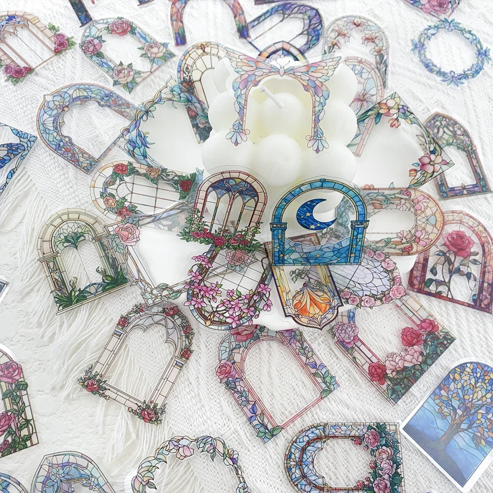 autocollants floraux art nouveau multicolores motifs papillons adhésifs décoratifs scrapbook diy 50 pièces