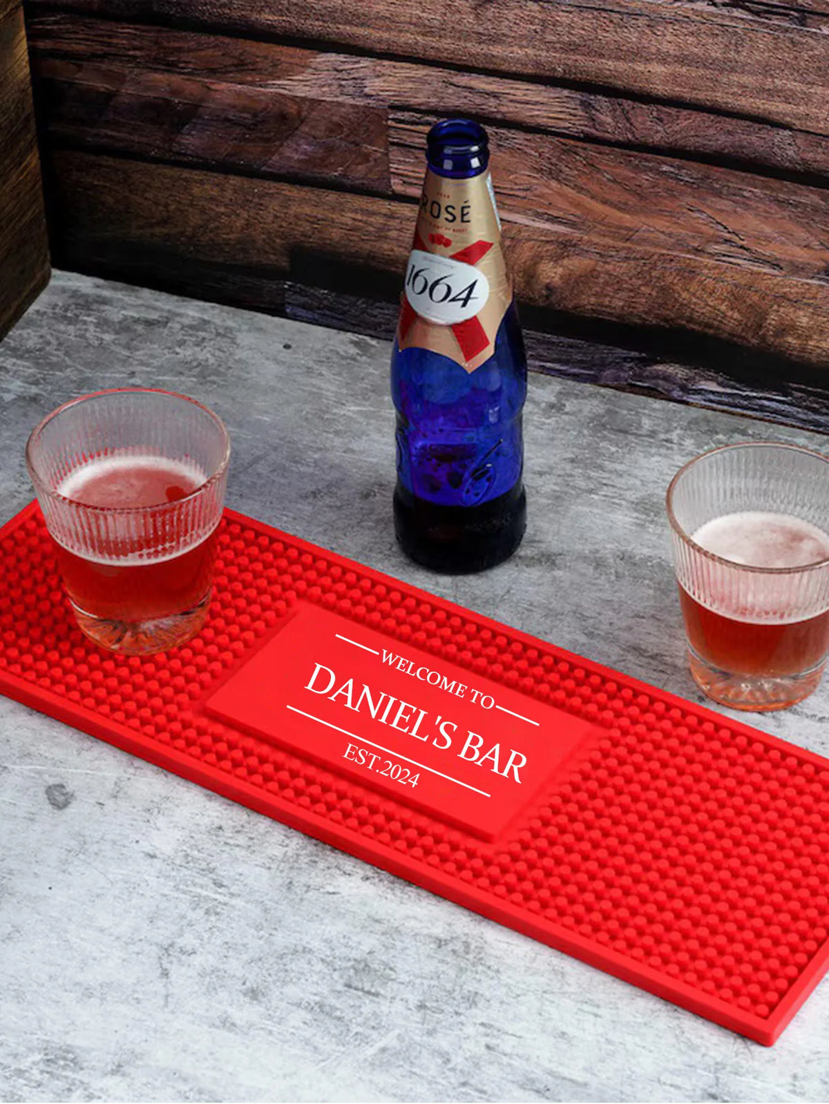 tapis bar personnalisable résine texturée noir moderne sous verre maison barman cadeau adulte