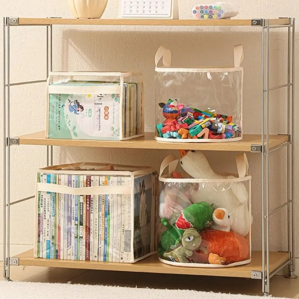 boîtes rangement transparentes modernes réutilisables poignées beige toiles unies grandes capacités