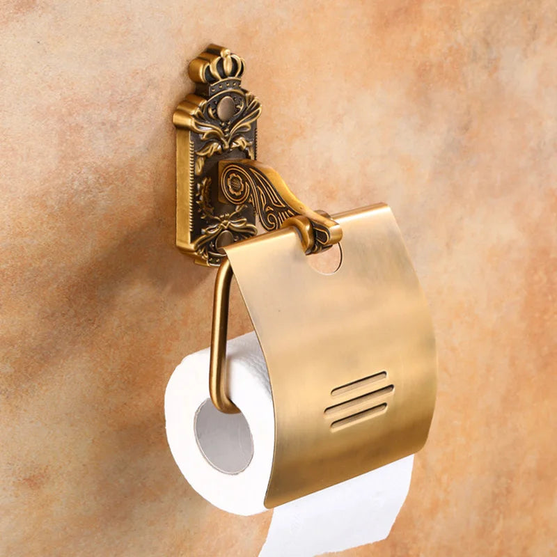 porte serviettes doré porte papier savon porte manteau ensemble salle bain finition antique bronze