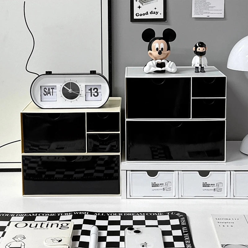 boîte rangement blanc noir tiroirs minimaliste moderne organisateur cosmétique multipurpose respectueux environnement