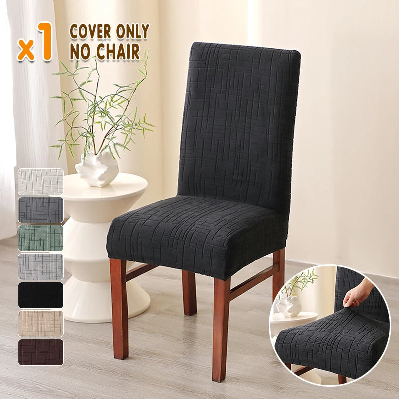 housse chaise moderne gris clair rayures horizontales verticales élastique polyester salle manger