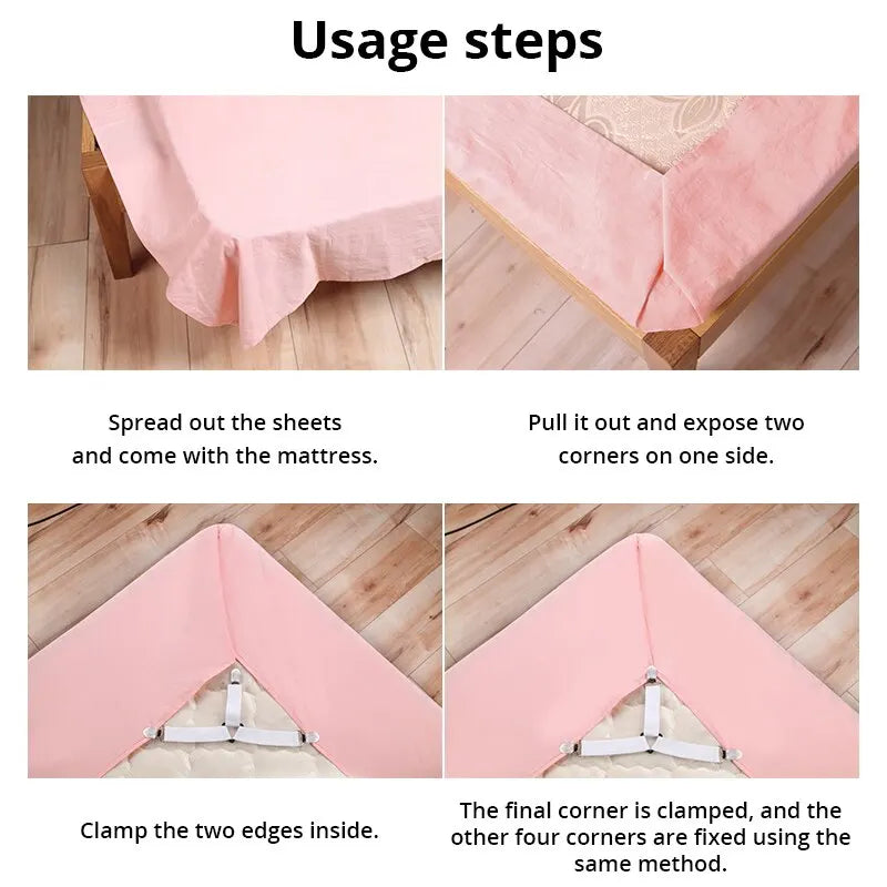 attaches drap lit clips ressorts réglables tissus polyester noirs argentés jaunes roses rouges blancs