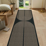 tapis moderne géométrique rayures horizontales beige noir rouge salon chambre entrée minimaliste polyester polypropylène