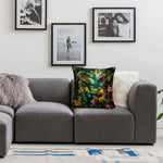 housse coussin motif oiseaux exotiques fleurs tropical moderne maison polyester peachskin vibrant multicolore