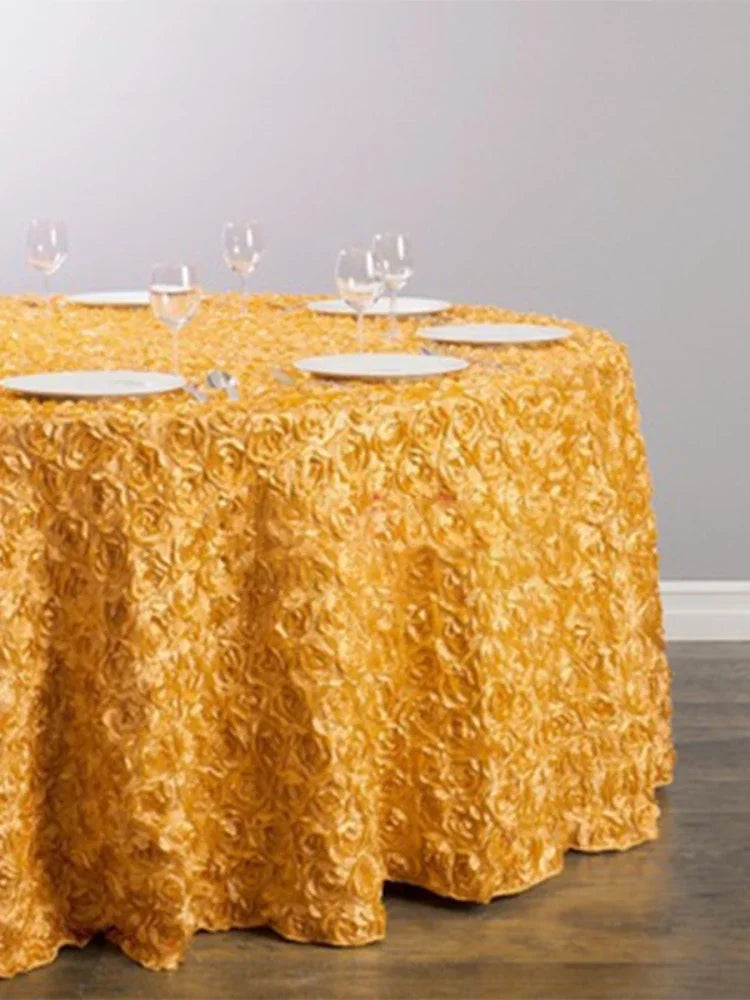 nappe table rectangulaire ronde brodée roses relief élégante mariage banquet
