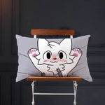 taie d'oreiller imprimée chat dessin animé cute kawaii suspension blanc rose bleu cartoon decorative