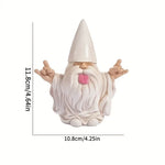 statue gnome blanc rock pose humour jardin extérieur ornement déco vieux aspect
