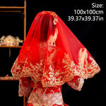 voile mariage rouge broderie dorée ornements floraux classique traditionnel opacité 100x100cm