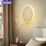 applique murale moderne bois beige texture granulaire led 4000k adhésive chambre salle manger
