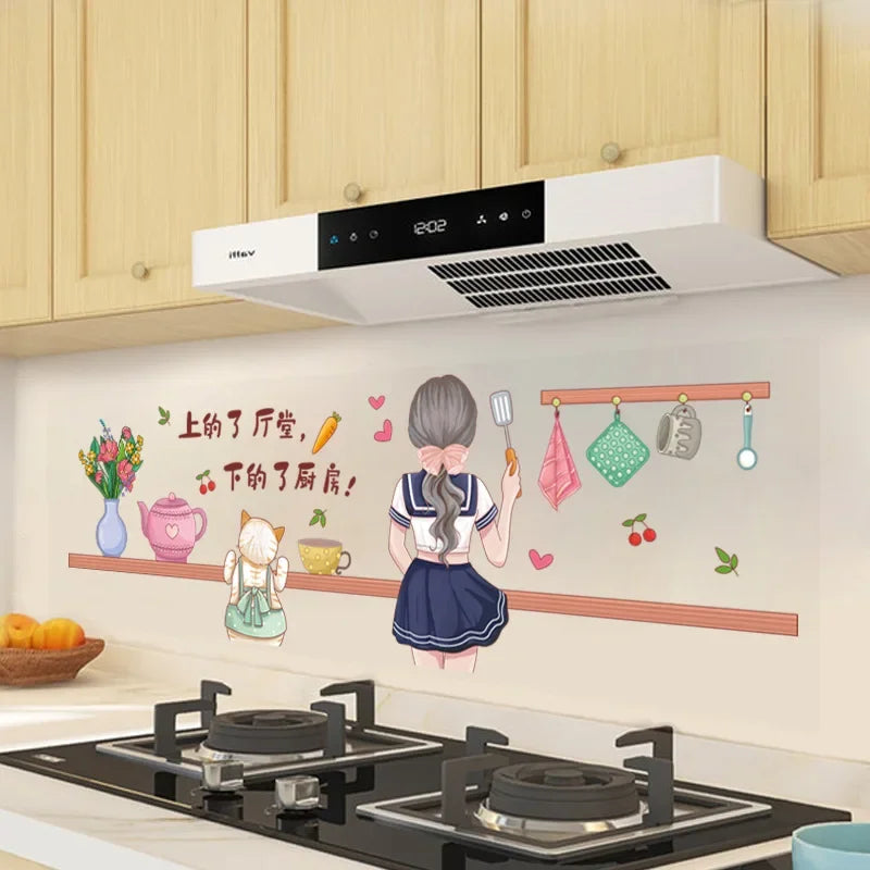 autocollant mural cuisine pvc 30x90 cm motif cartoon moderne résistant chaleur humidité