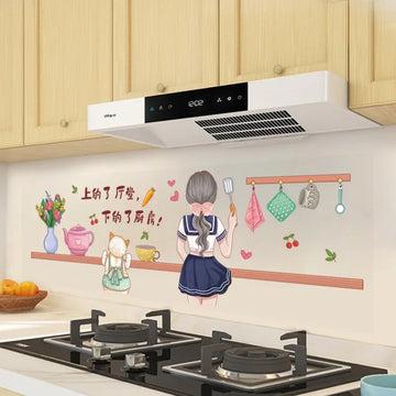 autocollant mural cuisine pvc 30x90 cm motif cartoon moderne résistant chaleur humidité