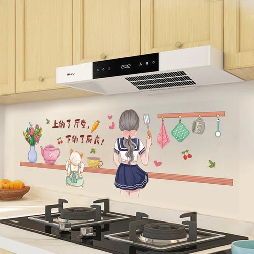 autocollant mural cuisine pvc 30x90 cm motif cartoon moderne résistant chaleur humidité