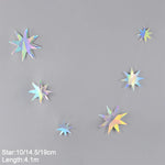 guirlande décorative multicolore stars lunes cercles effet holographique iridescent enfantin cosmique festif