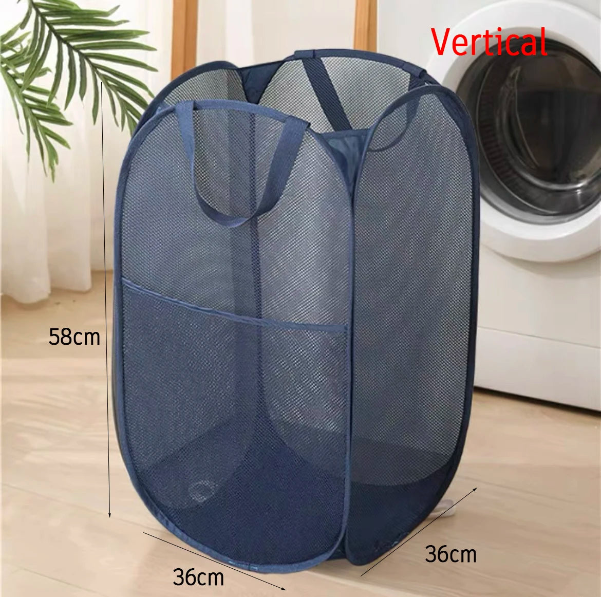 panier linge vert foncé pliable moderne poignées maille polyester réutilisable salle bain voyage