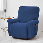 Housse fauteuil inclinable bleu noir gris jacinquée extensible moderne poche adhésif lavage machine