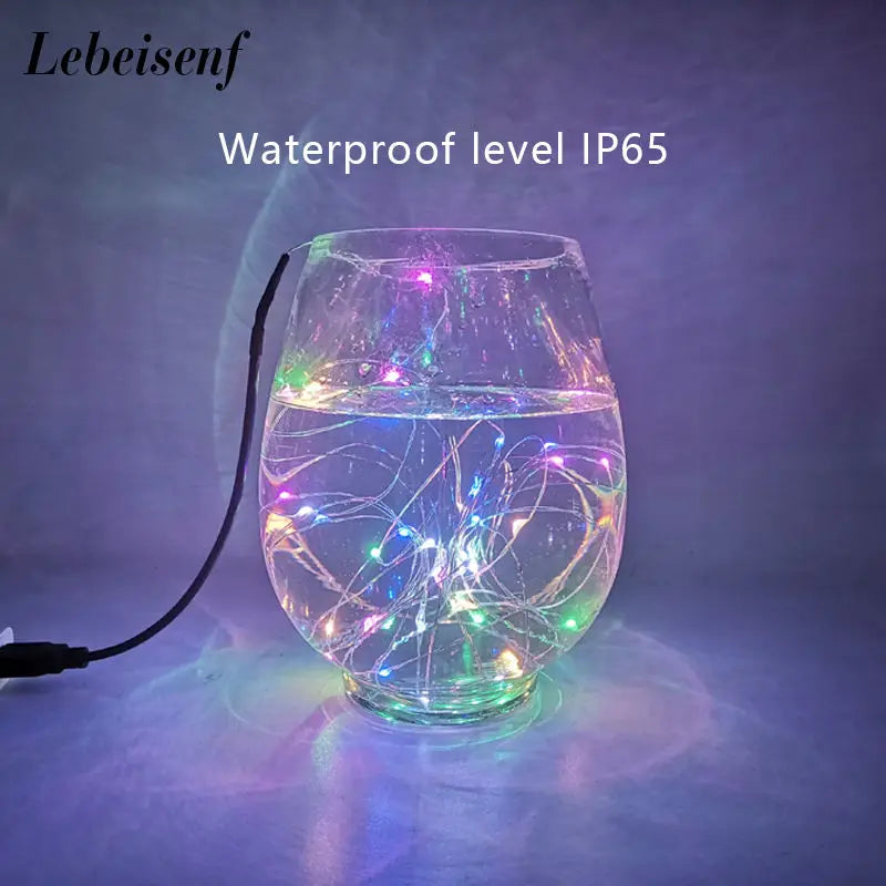 Guirlande lumineuse LED fil cuivre 12V multicolore 5M 10M 50 100 LEDs moderne