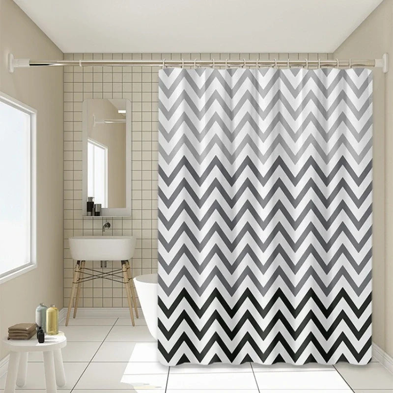 rideau douche gris blanc noir zigzag moderne imperméable eva 180cm 200cm