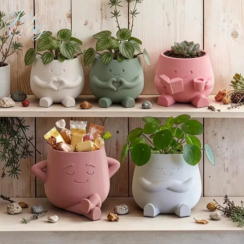 cache pot mignon blanc vert rose peperomia face souriante mains coeurextérieur intérieurDecoration Jardin Maison