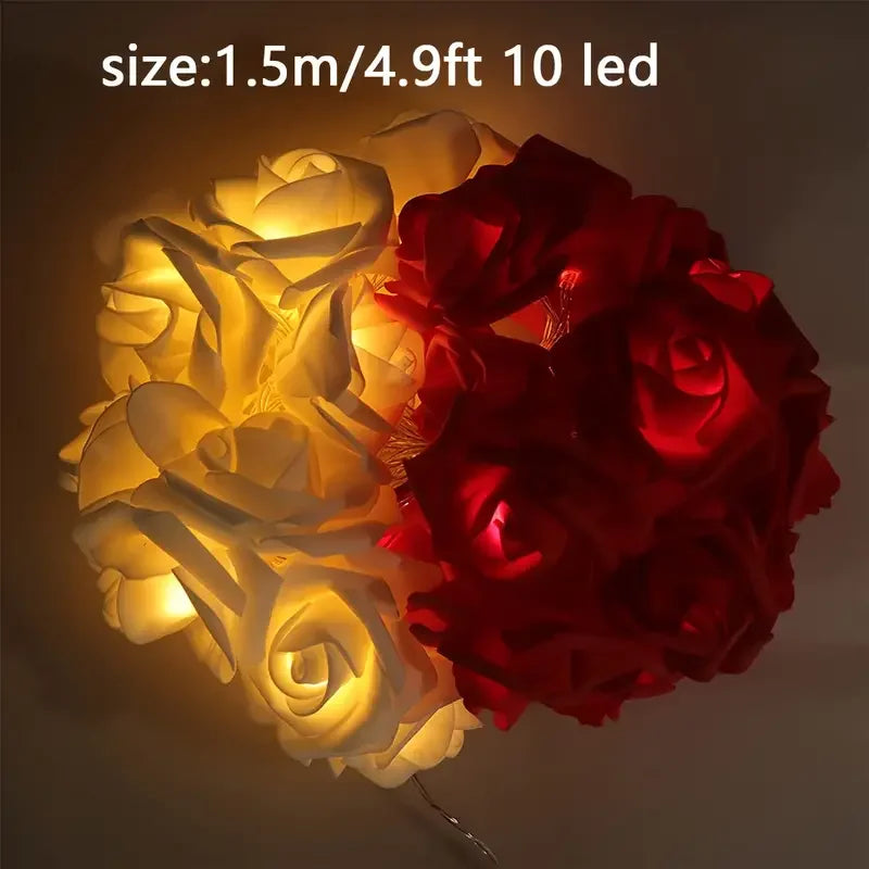 guirlande lumineuse rose moderne 10 led 1.5m fleurs stylisées brillantes