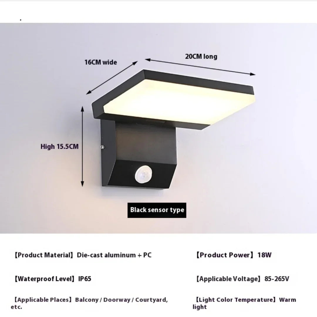 lampe murale détecteur mouvement led moderne noir blanc chaud extérieure intérieure chambre cuisine