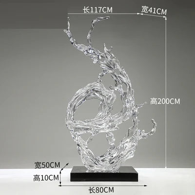 sculpture moderne vague océan transparent bleu clair abstraite décoration intérieure maison salon