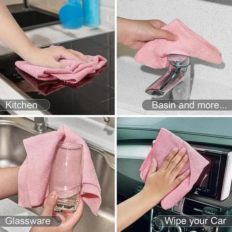 lingettes nettoyage réutilisables microfibre rose gris vert durables machine laver