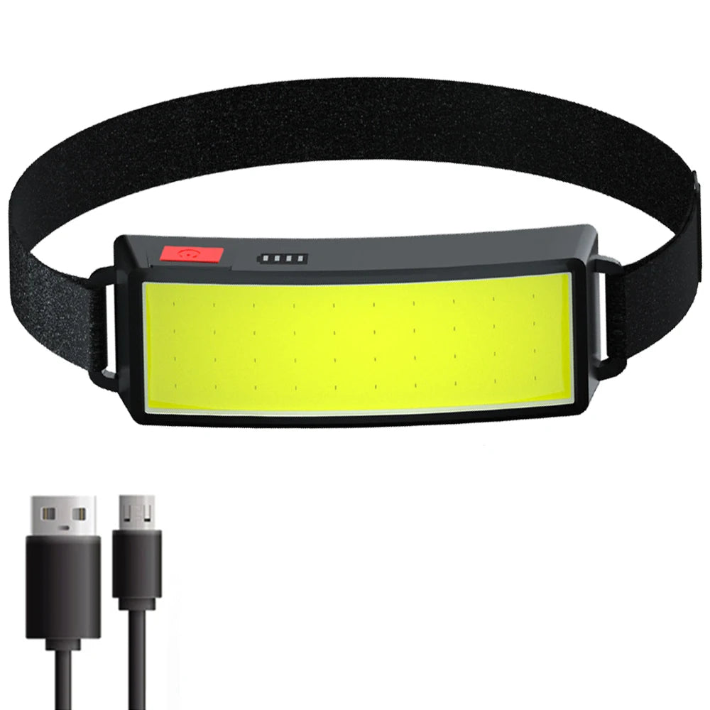 lampe frontale rechargeable led noire jaune clip moderne camping pêche randonnée usb