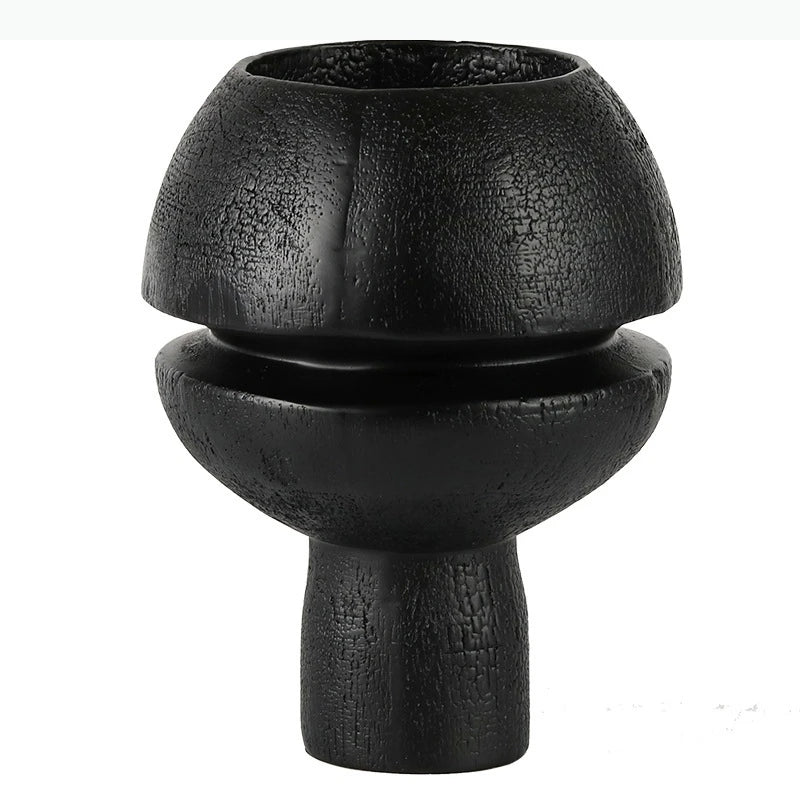 décoration intérieure vase noir sculptural moderne minimaliste texturé 24cm 18cm