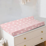 tapis changement bébé gris clair coeurs arc ciel cygnes élastiques moderne doux rose pâle