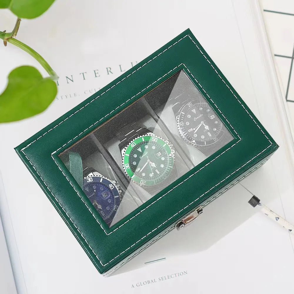 boîte montres simili cuir verte classique cadenas 16cm 11.2cm 8cm