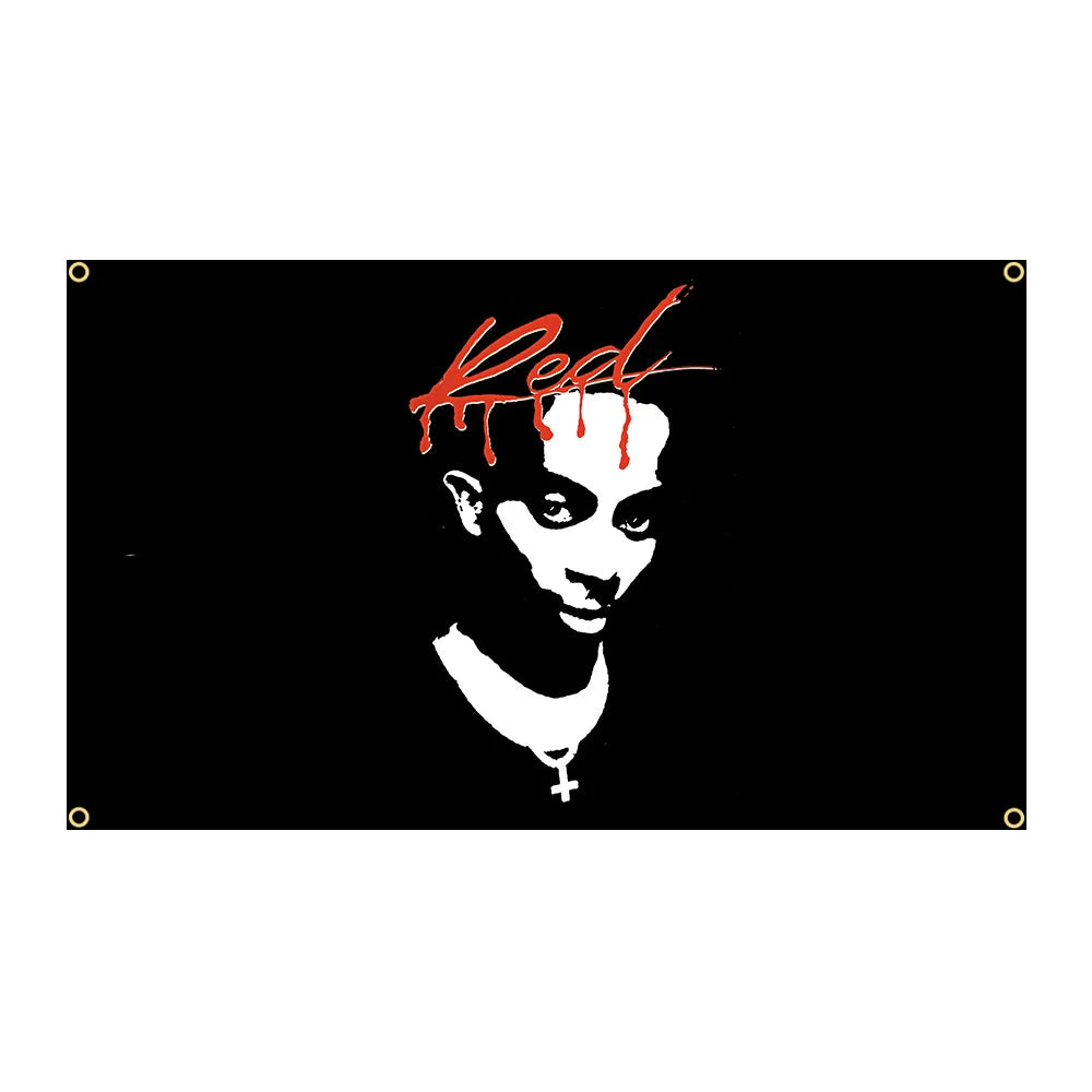 bannière moderne graphique noir blanc rouge décoration chambre accrochée super tex polyester