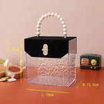 sac main transparent acrylique moderne géométrique blanc orange violet noir rouge vert chic poignée