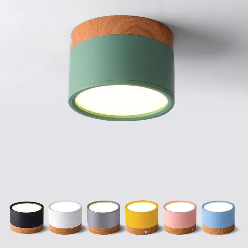 plafonnier led moderne rond bois blanc noir gris vert jaune rose nordique intérieur