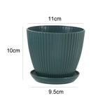 Pot fleurs moderne rayures vertes bleues blanches plateau support diverse couleurs