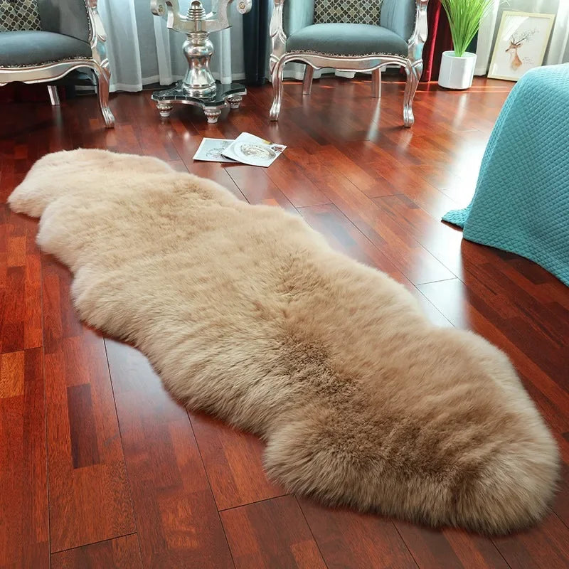 tapis imitation peau mouton fourrure blanche moelleuse salon chambre moderne décoratif grand