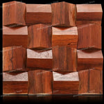 panneau décoratif bois cubes géométriques moderne marron clair foncé autocolant 3d