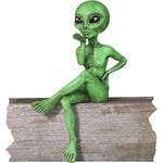 statues d'aliens résine vert gris détails sculpturaux réaliste ornement intérieur extérieur
