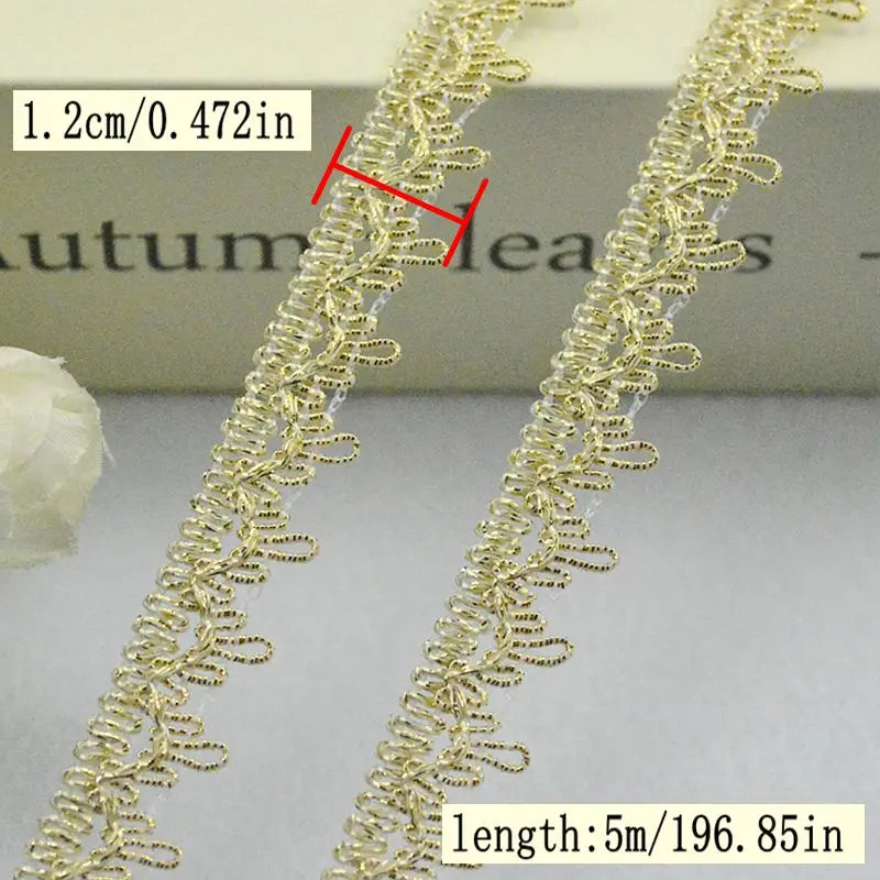ruban métallique tressé or argent noir classique 1.2cm 0.5cm 0.8cm 5mètres couture artisanat diy
